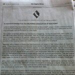CAR short sale letter in the newspapers